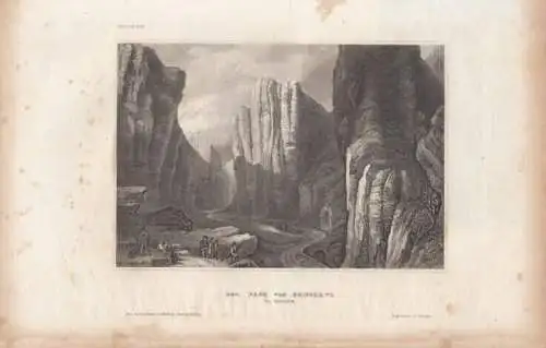 Der Pass von Pancorvo. aus Meyers Universum, Stahlstich. Kunstgrafik, 1850