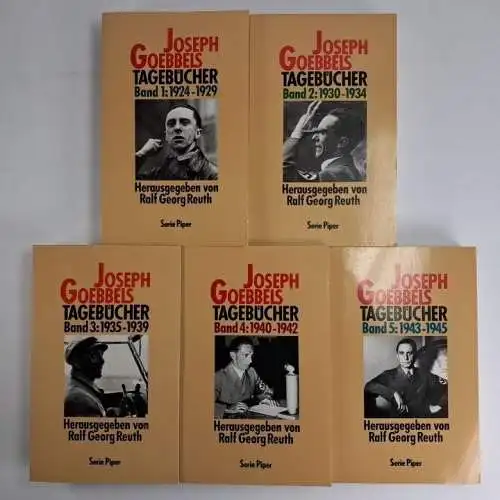 Buch: Joseph Goebbels -Tagebücher Band 1-5, Reuth, Piper Verlag, 1992, 5 Bände