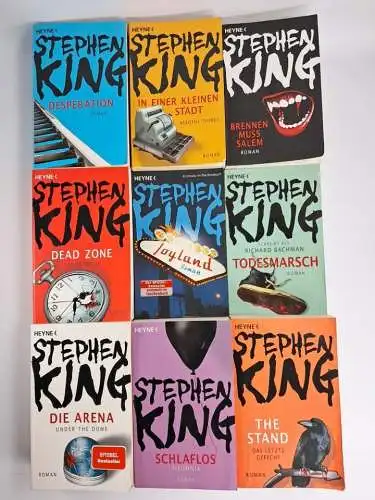 9 Bücher Stephen King: Dead Zone; Joyland; Schlaflos; The Stand; Desperation ...