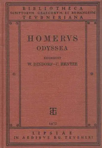 Buch: Homerus Odyssea, 2 Teile in 1 Band, Homer, 1938, B. G. Teubner Verlag