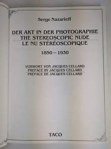 Buch + 3D-Brille: Der Akt in der Photographie 1850-1930, Serge Nazarieff, 1987