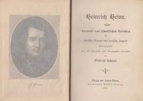 Buch: Heinrich Heine - Auswahl aus sämmtlichen Gedichten, C. Eckart, 1893, Wilde