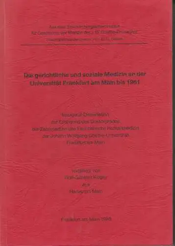 Buch: Die gerichtliche und soziale Medizin ... bis 1961, Kögler, Rolf-Günther
