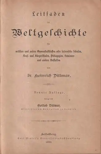 Buch: Leitfaden der Weltgeschichte, Heinrich Dittmar, 1879, Carl Winter Verlag
