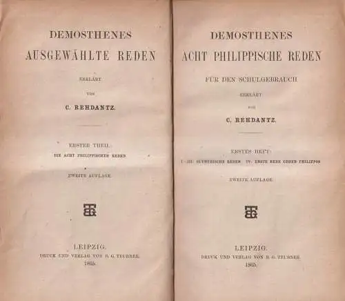 Buch: Acht Philippische Reden für den Schulgebrauch, Demosthenes, 1865, Teubner