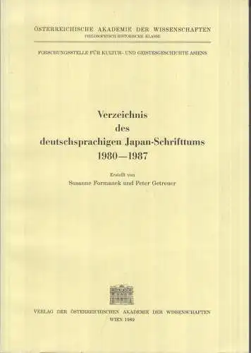 Buch: Verzeichnis deutschsprachigen Japan-Schrifttums, Formanek, Getreuer, 1989