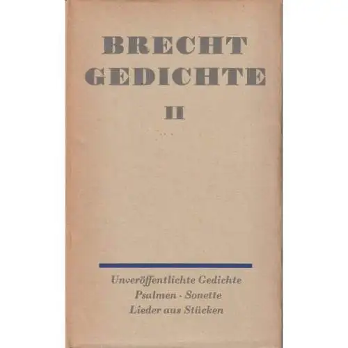 Buch: Gedichte. Band II, Brecht, Bertolt. Gedichte, 1978, Aufbau Verlag