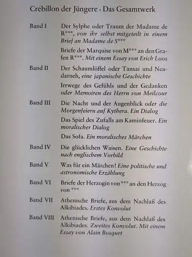 Buch: Crebillon der Jüngere - Das Gesamtwerk in acht Bänden , Propyläen, 8 Bände