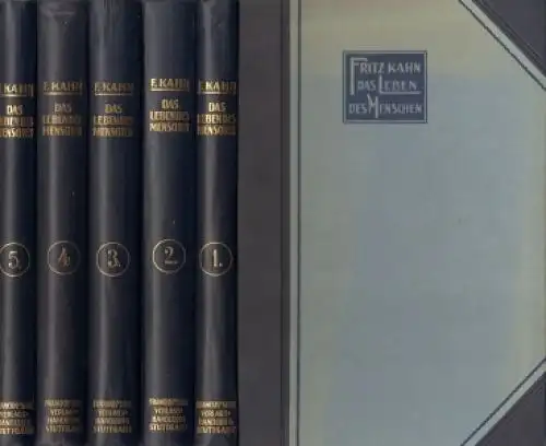 Buch: Das Leben des Menschen, Kahn, Fritz. 5 Bände, 1926 ff, Kosmos / Franckh