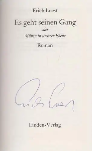 Buch: Es geht seinen Gang. Loest, Erich, 1990, Linden Verlag,Roman