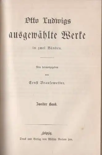 Buch: Ausgewählte Werke in zwei Bänden, Ludwig, Otto. 2 in 1 Bände, Reclam