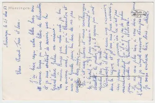 AK Münsingen, Verlag J. Schäfer, 1953, Postkarte, Fotokarte, ungelaufen