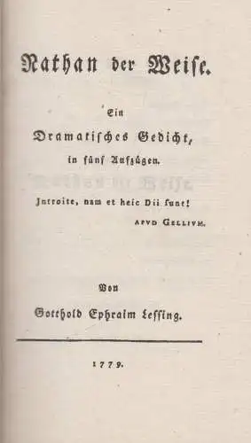 Buch: Nathan der Weise, Gotthold Ephraim Lessing, Insel Verlag, Faksimile 1779