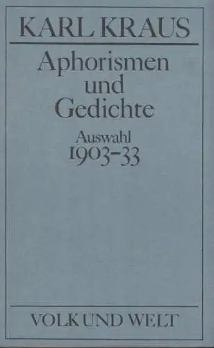 Buch: Aphorismen und Gedichte, Kraus, Karl. Ausgewählte Werke, 1984