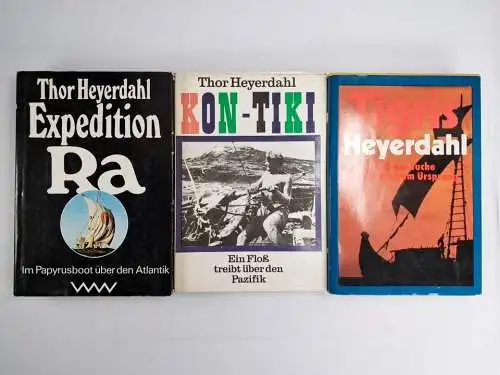 3 Bücher Thor Heyerdahl: Expedition Ra / Kon Tiki / Tigris, 3 Bände, Volk & Welt
