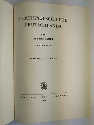 Buch: Kirchengeschichte Deutschlands, Albert Hauck, 5 in 6 Bänden, Akademie Vlg.