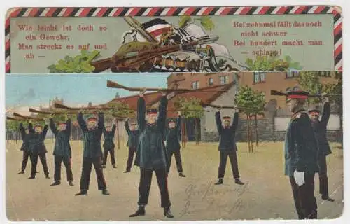 AK Wie leicht ist doch so ein Gewehr, man steckt es auf und ab... Postkarte 1912