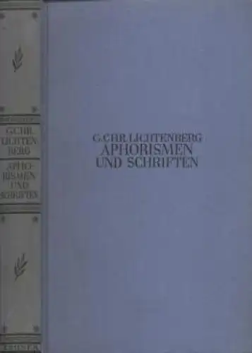 Buch: Aphorismen und Schriften, Lichtenberg, G. Chr. Kröners Taschenbuch, 1931