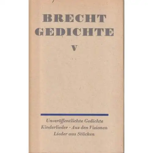 Buch: Gedichte. Band V, Brecht, Bertolt. Gedichte, 1978, Aufbau-Verlag