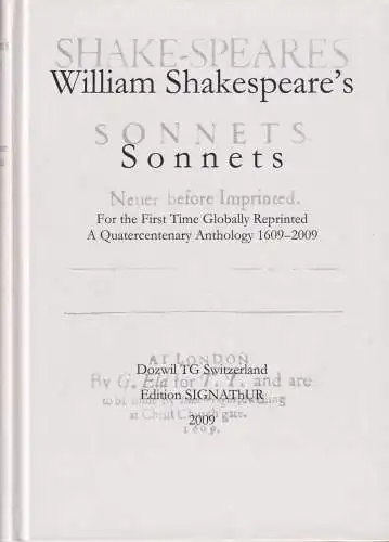 Buch: William Shakespeare's Sonnets, Pfister/Gutsch, 2009, Edition Signathur