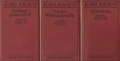Buch: Grimassen. In dieser großen Zeit. Vor der Walpurgisnacht, Kraus, Karl
