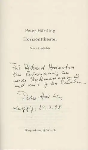 Buch: Horizonttheater, Härtling, Peter, 1997, KiWi, Neue Gedichte, signiert, gut