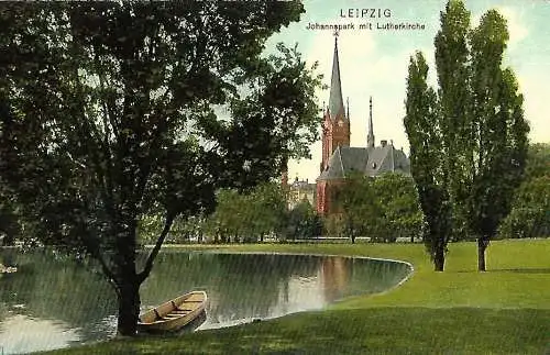 AK Leipzig. Johannapark mit Lutherkirche. ca.1908