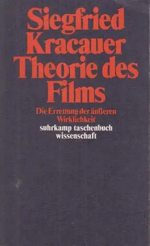 Buch: Theorie des Films, Kracauer, Siegfried, 1985, Suhrkamp Taschenbuch Verlag