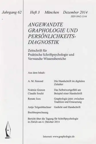 Buch: Angewandte Graphologie und Persönlichkeitsdiagnostik Hefte 1-3 / 2013/2014