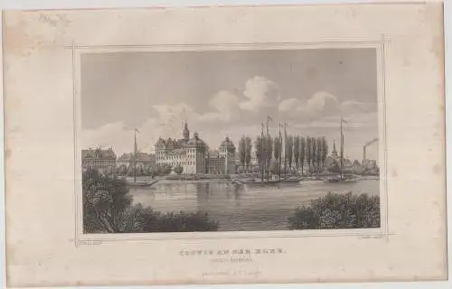 Grafik: Coswig an der Elbe, L. Oeder, J. Pozzi, um 1850, Stahlstich. G. G. Lange