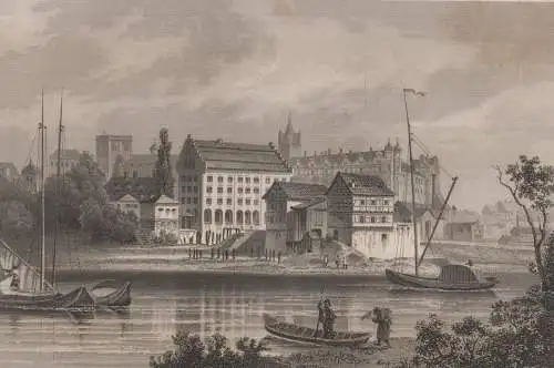 Grafik: Herzögliche Mühlen bei Bernburg, F. Foltz, L. Rohbock, um 1850, Lange