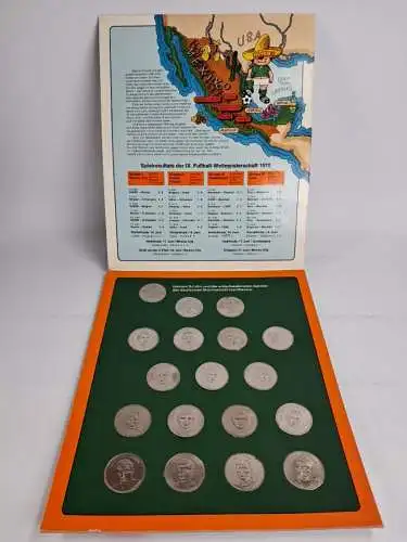 Münz-Mappe: Mexico 70 - IX. Fußball-Weltmeisterschaft, Shell, 18 Münzen
