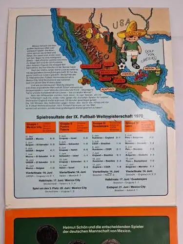Münz-Mappe: Mexico 70 - IX. Fußball-Weltmeisterschaft, Shell, 18 Münzen