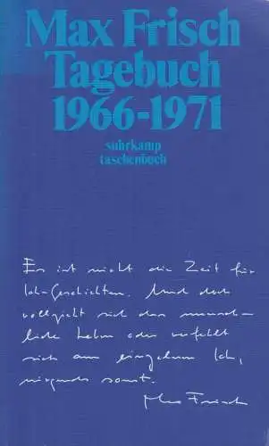 Buch: Tagebuch 1966-1971, Frisch, Max, 1979, Suhrkamp, gebraucht, sehr gut