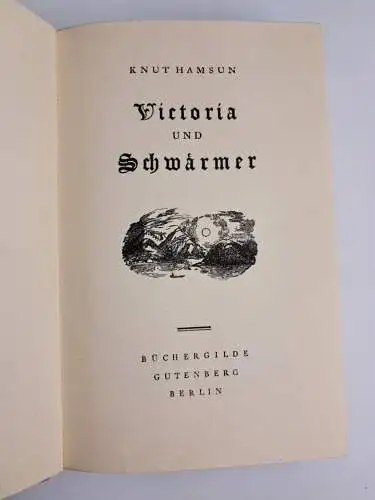 Buch: Victoria / Schwärmer, Knut Hamsun, Büchergilde Gutenberg, gebraucht, gut