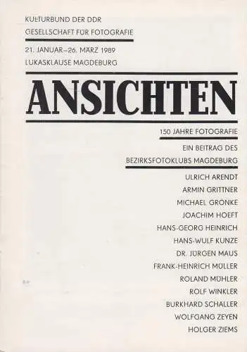 Heft: Ansichten - 150 Jahre Fotografie, Bezirksfotoklub Magdeburg, 1989