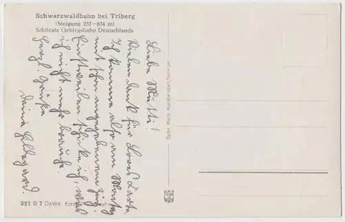 AK Schwarzwaldbahn bei Triberg, Gebr. Metz, Tübingen, Postkarte, ungelaufen