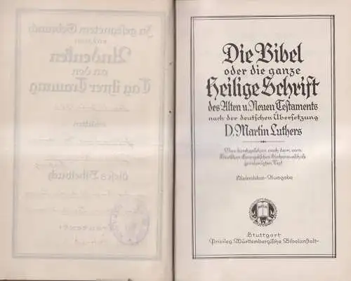 Biblia: Die Bibel, Martin Luther, Privileg. Württembergische Bibelanstalt