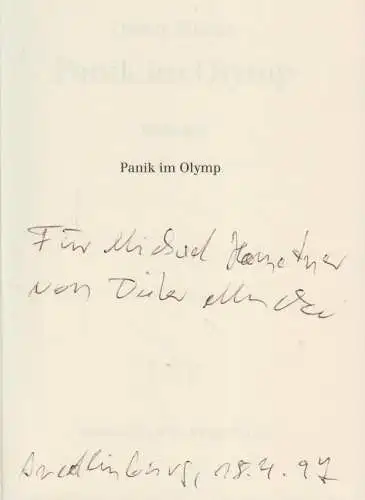 Buch: Panik im Olymp, Mucke, Dieter. Edition Merlin, 1995, signiert