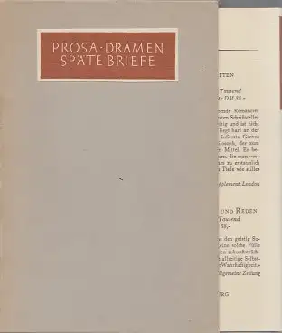 Buch: Prosa, Dramen, späte Briefe, Musil, Robert. 1957, Rowohlt Verlag