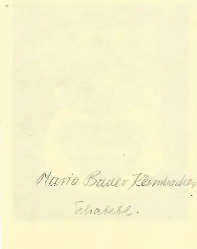 Original Grafik Exlibris: Reinhild Brüchert Arndt, floral, Vögel, Maria Bauer