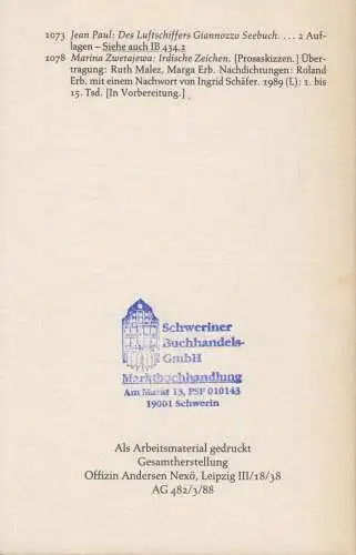 Buch: Verzeichnis der Insel-Bücherei 1912 - 1987. 1988, Insel Verlag