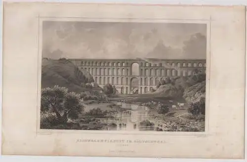 Grafik: Eisenbahnviaduct im Göltschtthal, J. Poppel, L Rohbock, um 1850, Lange