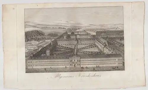 Grafik: Allgemeines Krankenhaus, um 1834,Kupferstich, Druckgrafik, Wien