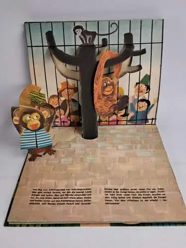 Pop-up Buch: Max und Monika im Zoo, 1970, Wilhelm Frick Verlag, Kinderbuch