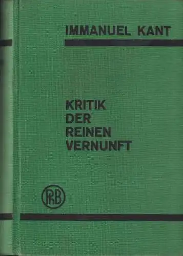 Buch: Kritik der reinen Vernunft, Kant, Immanuel, 1930, Verlag von Felix Meiner