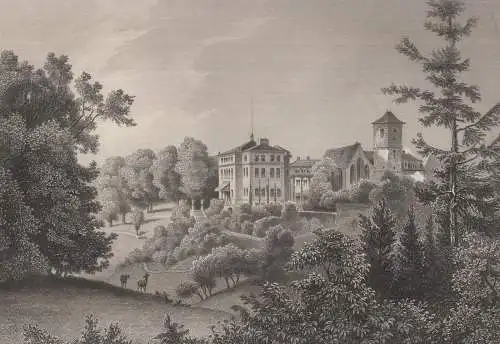 Grafik: Jagdschloss Ettersburg bei Weimar, J. Poppel, L. Rohbock, um 1850, Lange