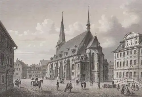 Grafik: Der Herder-Platz in Weimar, J. M. Kolb, J. Pozzi, um 1850, Stahlstich