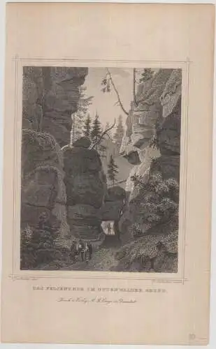 Grafik: Das Felsenthor im Uttenwalder Grund, Fr. Hablitschek, C. Koehler, 1850