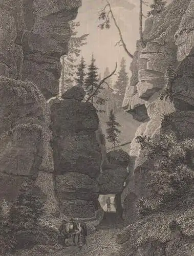 Grafik: Das Felsenthor im Uttenwalder Grund, Fr. Hablitschek, C. Koehler, 1850